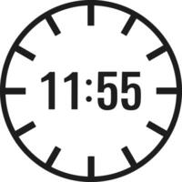 Minimalist Clock Illustration at 11.55 - Countdown Timer Icon vector