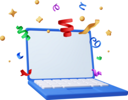 3D party confetti on mobile computer. png