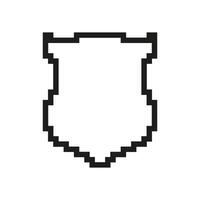 Pixelated Shield Outline Icon. Security and Protection Symbol in Pixel Art Style. Isolated Illustration vector