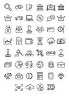 Bank icon set outline line art style vector