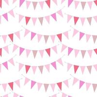 Triangular Pennant garland on rope Seamless pattern in trendy soft shades. Party festive background. Isolated illustration Wallpaper, wrapping or web promo banner, greeting card, posting, label vector