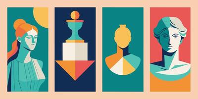 The four different types of women in different styles vector
