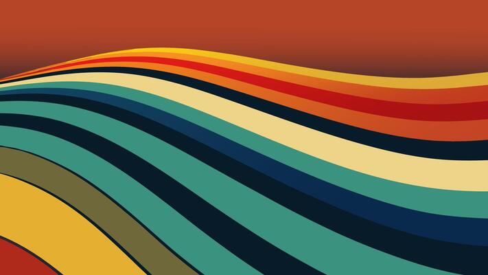 Retro wallpaper with colorful waves
