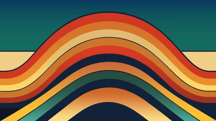 A colorful wave pattern with a blue, orange and yellow background