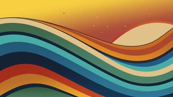 A colorful wave pattern with a sun in the background vector
