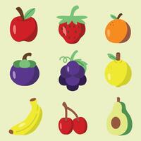 set of fruits with flat style good for sticker, element design, icons, printable, etc vector