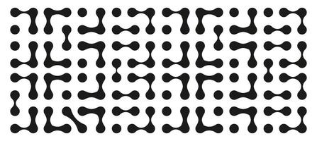 Metaball dot icons. Abstract point movement connected round blobs transition metaballs. Connected circle morphing blobs. vector