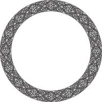 monochrome round oriental ornament. Arabic patterned circle of Iran, Iraq, Turkey, Syria. Persian frame, border. For sandblasting, laser and plotter cutting. vector