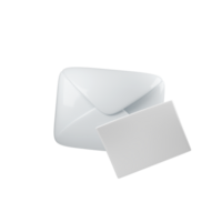 3d Minimalistic illustration of sleek, white envelope with blank sheet of paper. Clean lines create modern feel, ideal for communication and professional use. Perfect for digital and print projects png