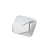 3d Minimalistic illustration of sleek, white envelope with blank sheet of paper, perspective view isolated on clean . Clean lines create modern feel, ideal for communication and professional use png