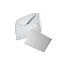 3d modern, glossy white envelope partially opened next to blank card on clean background. Perfect for business, stationery design, or minimalist branding concepts png