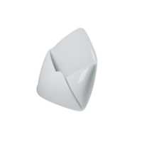 3d Minimalist modern illustration of sleek white open envelope with glossy finish, perspective view isolated on clean background. Simplicity and elegance, perfect for stationery, communication png