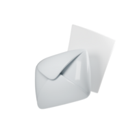 3d Minimalistic illustration of sleek, white envelope with blank sheet of paper, perspective view isolated on clean background. Clean lines create modern feel, ideal for communication png