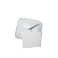 3d Minimalistic illustration of sleek, white envelope with blank sheet of paper, perspective view isolated on clean background. Clean lines create modern feel, ideal for communication png