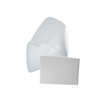 3d minimalistic illustration of white open envelope with blank card inside, symbolizing simplicity and communication, perspective view isolated on clean background. png