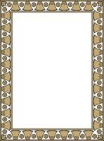 gold and black square Egyptian ornament. Rectangle, frame, ancient Egypt.Pattern of lotus flowers and sun vector