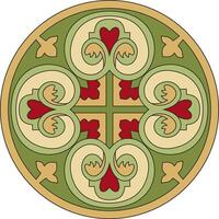 colored round ancient Byzantine ornament. Classical circle of the Eastern Roman Empire, Greece. Pattern motifs of Constantinople. vector