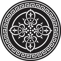 monochrome round ornament of Ancient Greece and Roman Empire. Classic circle with a pattern of European peoples. Meander frame. vector