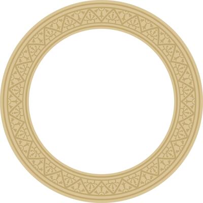round gold border, frame, Pompeii ring. Circle Neopolitan ornament. Art of Ancient Rome.