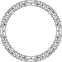 black contour round Egyptian ornament. Circle, frame, ring of ancient Egypt.Pattern of lotus flowers and sun vector