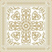 gold square Yakut ornament. An endless rectangular border, a frame of the northern peoples of the Far East. vector