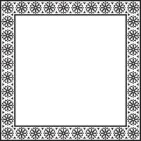 square black monochrome ancient Russian ornament. Slavic rectangle, border, frame. Painting of the royal chambers. vector