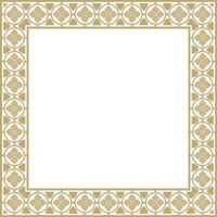 golden square gothic ornament. Medieval European rectangle, border. Classic pattern of the Germans, Angles, Saxons, Franks. vector