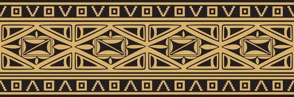 seamless golden border ornament. Native American tribes framework. vector