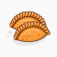 Pastel, a traditional Indonesian snack containing vegetables, eggs and minced meat. Designed in cartoon flat style isolated on white background. vector