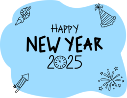 Hand Drawn Greeting Happy New Year 2025 Background png