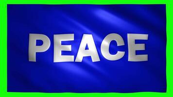 Peace written on the moving flag on green screen video