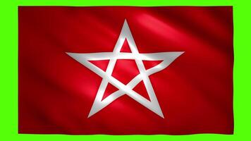 Star symbol on the red flag on green screen for chroma key video