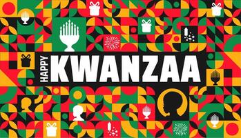 Happy Kwanzaa geometric shape pattern celebration background vector