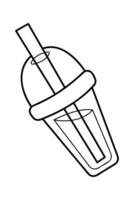 Glass of drink to go in black outline. Clip art for your projects. vector