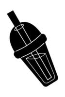 Glass of drink to go in black and white colors. Clip art for your projects. vector