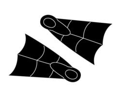 One swimming flippers in black and white colors. Clip art for your projects. vector