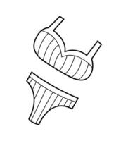 Two-piece swimsuit in black outline. Clip art for your projects. vector