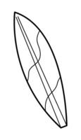 Doodle hand drawn surfboard in black outline. Clip art for your projects. vector