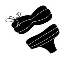 Bikini with bow in black and white colors. Clip art for your projects. vector