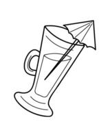 Doodle glass of cocktail in black outline. Clip art for your projects. vector