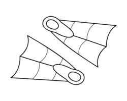 One pair of swimming flippers in black outline. Clip art for your projects. vector