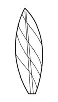 Doodle surfboard in black outline. Clip art for your projects. vector