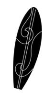 Surfboard in black and white colors. Doodle clip art for your projects. vector