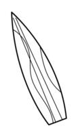 Surfboard with a wave pattern black outline. Doodle clip art for your projects. vector