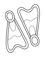 Swimming flippers in black outline. Clip art for your projects. vector