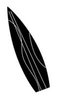 Surfboard with a wave pattern black and white colors. Doodle clip art for your projects. vector