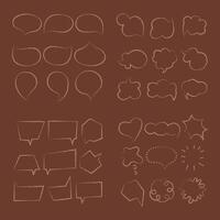 Large set with speech bubbles different shapes color. Doodle clip art illustration. vector