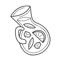 Jug of lemonade in black outline. Clip art for your projects. vector