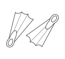 Doodle swimming flippers in black outline. Clip art for your projects. vector
