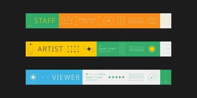 Event wristband. Customizable event wristband template. Design for festival, concert, party, and corporate events. Features a clean, modern layout with vibrant colors and space for logos or text. vector